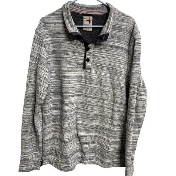 Men's Light Gray Relwen Loop Back Mock Neck 1/4 Button Sweater Size L EUC - Picture 1 of 2